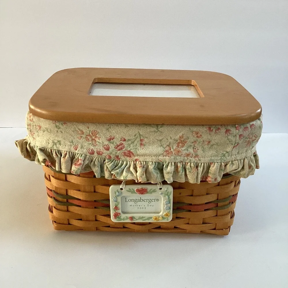 Longaberger 2002 Mother's Day Moms Memories Photo Basket Tie-on Lid Liner